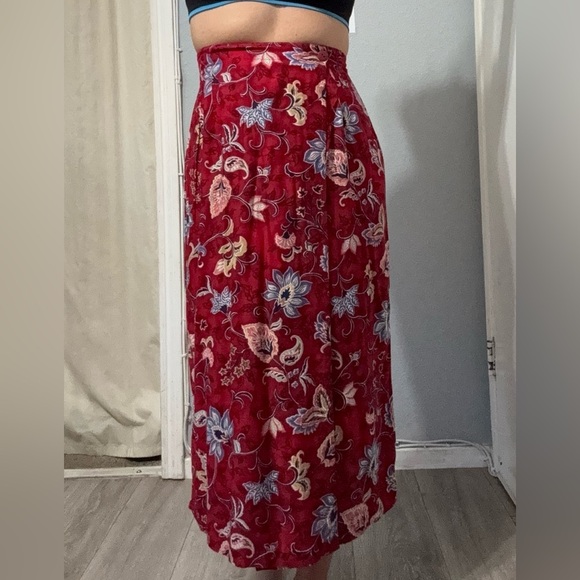 Vintage Stonebridge Women Floral Summer Bohemian Wrap Skirt Sz 8 MISSING BUTTON - Picture 1 of 15